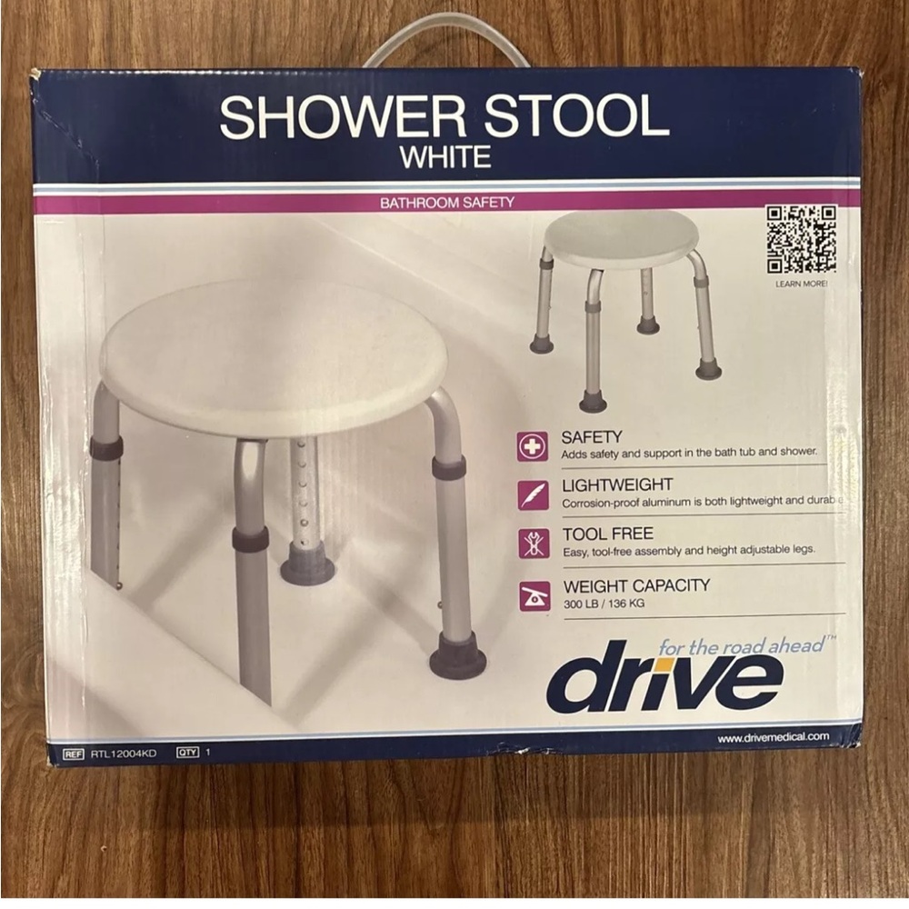 {Drive Medical} RTL12004KD Handicap Bathroom Stool, White - Picture 3 of 7